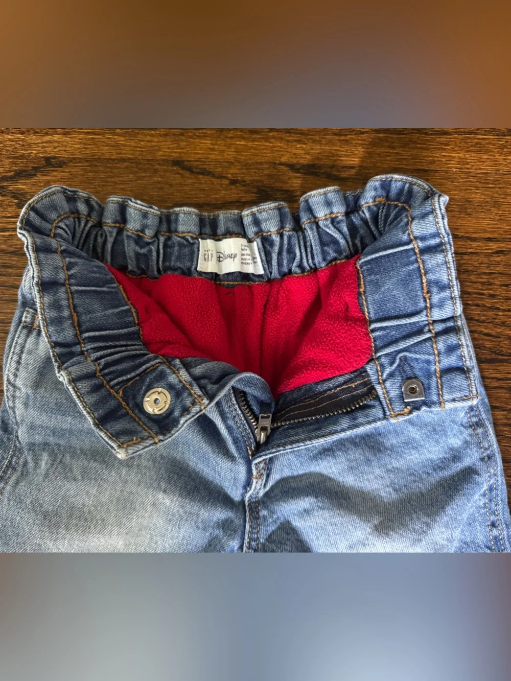 EUC Gap Fleece-lined Minnie Mouse jeans!